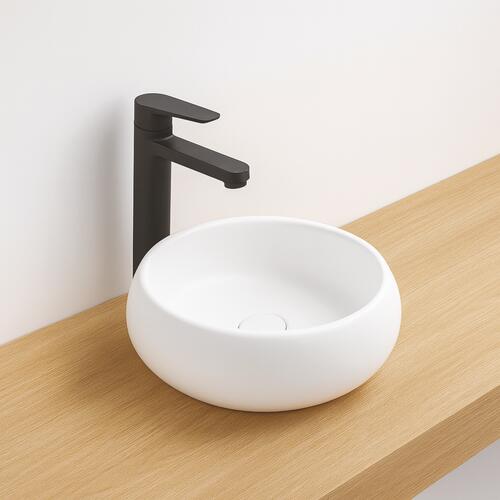 Vasque ronde à poser SORA en céramique Ø36 x h.12 cm - Blanc mat